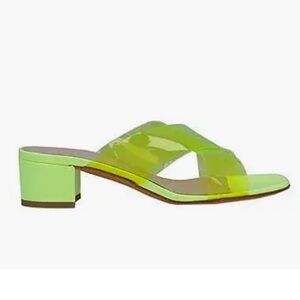 Maryam Nassir Zadeh Chartreuse Lauren slides, leather with PVC straps, size 38